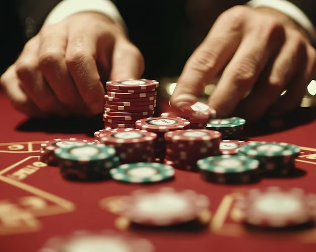 Live Caribbean Stud Poker table with HD camera feed showing dealer and player cards